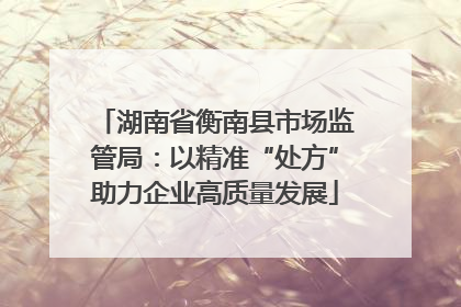 湖南省衡南县市场监管局：以精准“处方”助力企业高质量发展